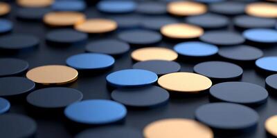 A collection of circular tokens in various colors scattered on a surface. photo