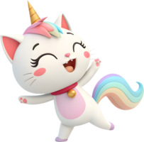 Playful Fluffy Unicorn Cat with Mystical Vibes. . png