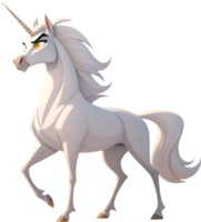 Joyful Cartoon Unicorn with Glowing Horn. . png