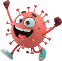 Wacky and Whimsical Cartoon Virus with a Funny Expression. . png