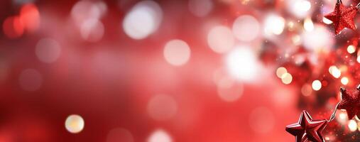 A festive red background with shimmering stars, perfect for holiday themes. photo