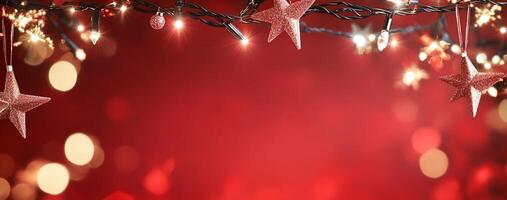 A festive background with lights and stars for holiday decoration. photo