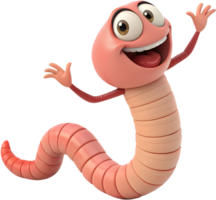 Fun animated worm character with lively and charming design style. . png