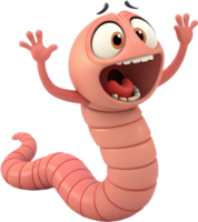 Lively worm character with a playful expression for cute clipart. . png