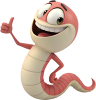 Playful worm character illustration in vibrant and cheerful design style. . png