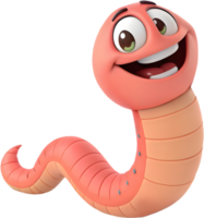 Playful worm character with colorful and lively animation style. . png