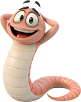 Animated worm character in playful style with a charming design. . png