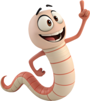 Quirky animated worm character in colorful and joyful clipart style. . png