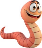 Happy cartoon worm character with a lively and funny look. . png