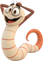 Fun animated worm character with a joyful and charming pose. . png