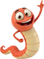 Cute cartoon worm character with lively and cheerful expression. . png