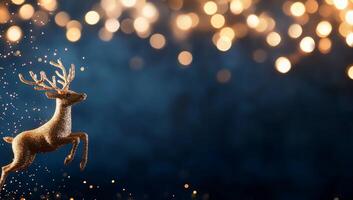 Glittering reindeer against a blurred bokeh background. photo