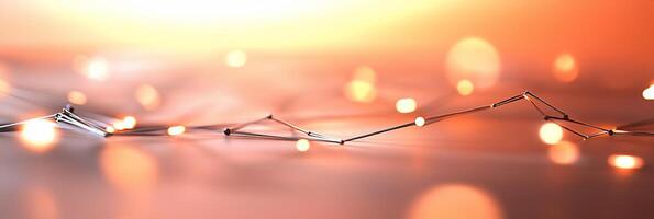 Abstract representation of interconnected lines with glowing orbs. photo