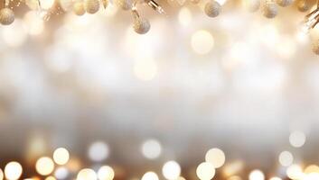 A soft-focus background with glowing lights, perfect for festive themes. photo