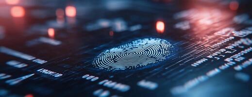 A digital fingerprint on a circuit board, symbolizing security technology. photo