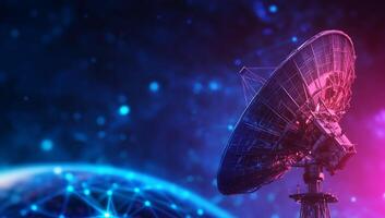 Satellite dish with network and digital background photo