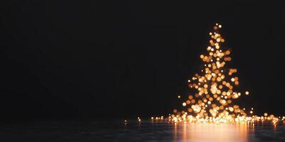 A glowing, abstract representation of a Christmas tree with lights. photo