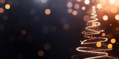 A sparkling abstract Christmas tree design with festive bokeh lights. photo