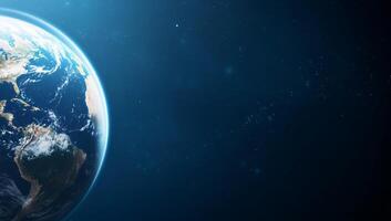 The earth is seen from space with a blue background photo