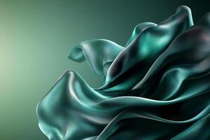 Flowing teal fabric creating a sense of elegance and movement. photo