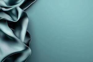A smooth, draped fabric against a soft teal background. photo