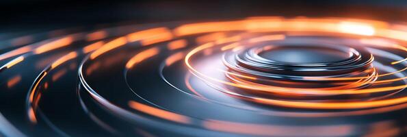 Abstract representation of ripples with glowing circular patterns. photo