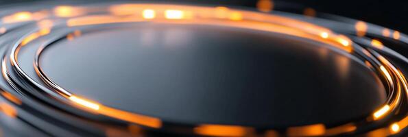 Abstract design featuring glowing orange lines on a dark surface. photo