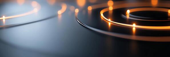 Abstract image of glowing circular patterns on a dark surface. photo