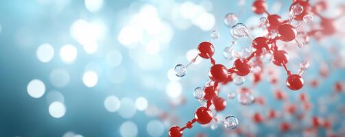 A red and white molecule is floating in the air photo