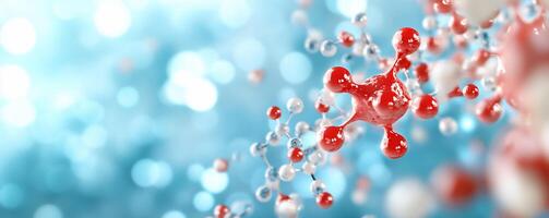 A red and white molecule is floating in the air photo