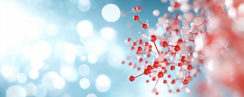 A red and white abstract image of a molecule photo