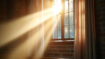 Sunlight streaming through a window, illuminating a serene interior space. photo