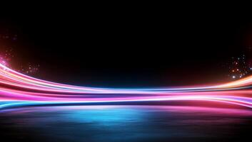 A vibrant, colorful light wave against a dark background. photo