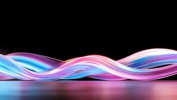 Colorful abstract waves of light against a dark background. photo