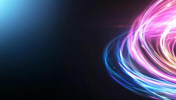 Abstract light swirl design with vibrant colors on a dark background. photo