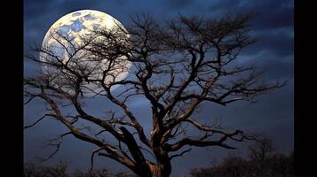 A tree with a full moon in the background photo