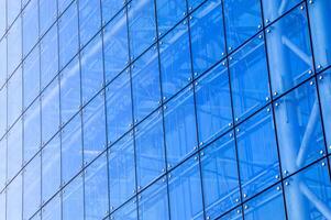 Blue windows of the building photo