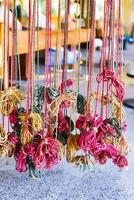Many colorful threads for weaving hammocks in vietnam photo