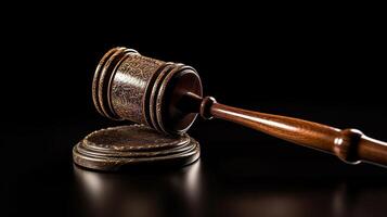 Judge's gavel on black background photo