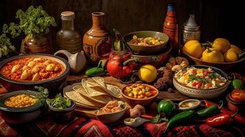 A table with various types of food on it photo