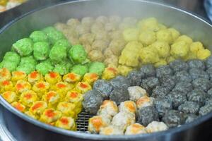 Dim Sum with different fillings in Jalan Alor street food in Kuala Lumpur photo