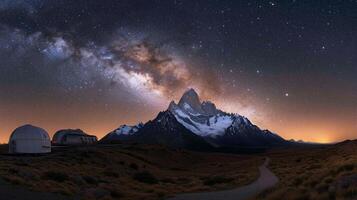 The milky way over the mountains and observatory photo