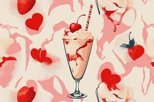 Strawberry milkshake pattern photo