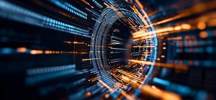 Digital tunnel. High-tech data flow photo