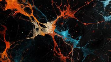 Intricate neural network, vibrant colors, abstract design photo
