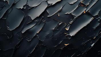 Dark, textured surface with cracked, layered paint photo