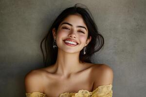 Smiling woman, happy expression photo