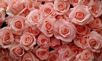 Soft pink roses, close-up, floral display photo
