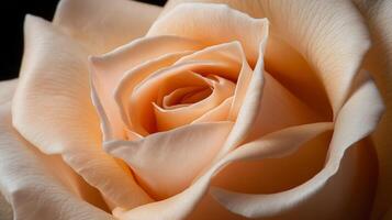 Close-up of a delicate, peach-colored rose. Soft petals, intricate detail photo