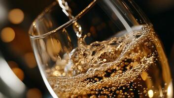 A glass of champagne being poured into it photo